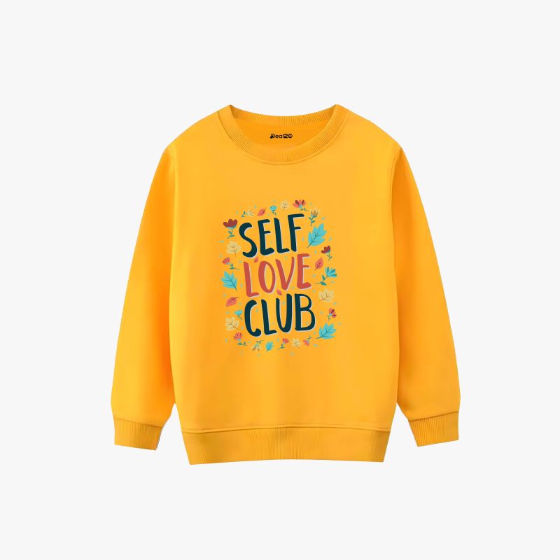 Self Love Club Printed Winter Sweatshirt For Girls