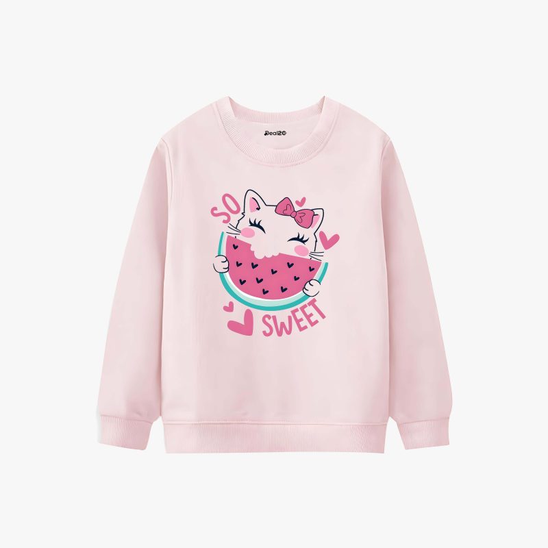 So Sweet Printed Winter Sweatshirt For Girls