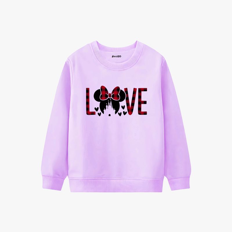 Love Printed Winter Sweatshirt For Girls