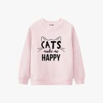 Cats Make me Happy Printed Winter Sweatshirt For Girls