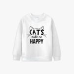 Cats Make me Happy Printed Winter Sweatshirt For Girls