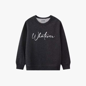 Whatever Printed Winter Sweatshirt For Girls