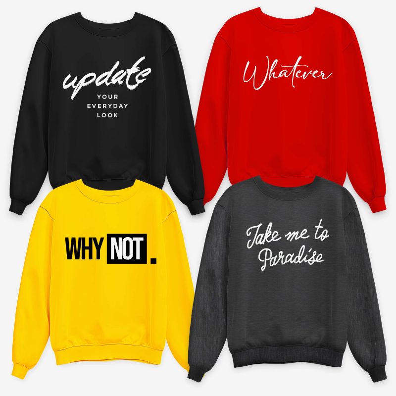 Pack of 4 Why Look Whatever Paradise Printed Sweatshirt For Women