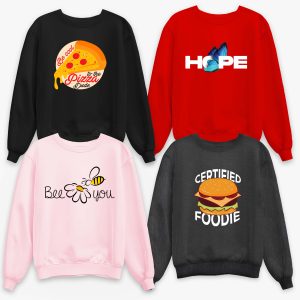 Pack of 4 Hope Certified Bee Pizza Printed Sweatshirt For Women