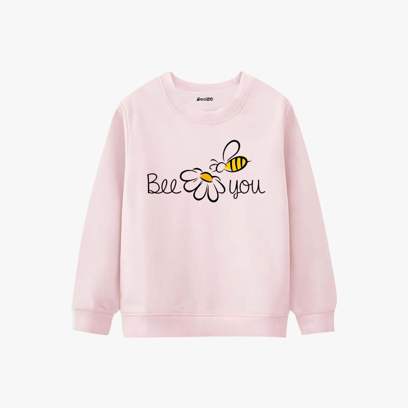 Bee You Printed Winter Sweatshirt For Girls