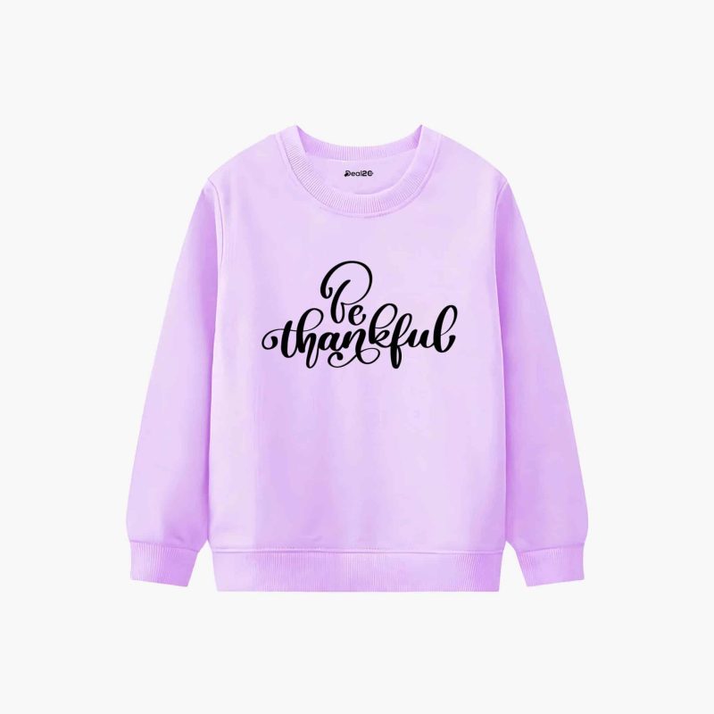 Be Thankful Printed Winter Sweatshirt For Girls