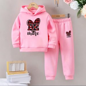 Be Mine Printed Winter Casual Comfort Warm Hooded Tracksuit For Girls