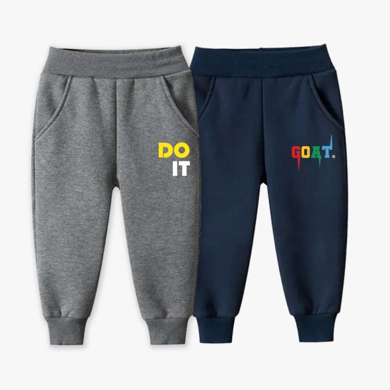 Pack of 2 Do It Goat Printed Fleece Kids Long Sweatpants