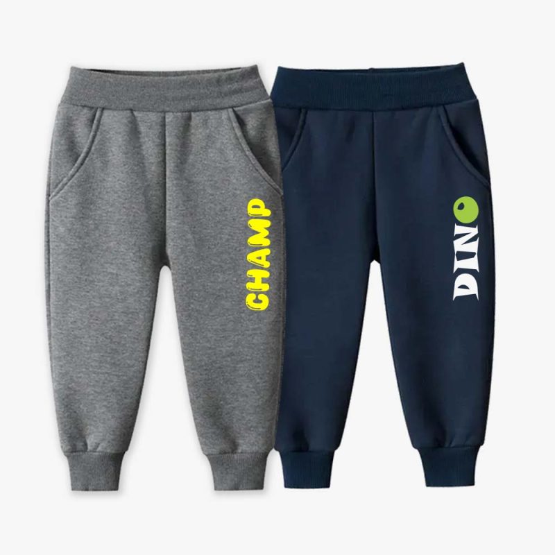 Pack of 2 Dino Champ Printed Fleece Kids Long Sweatpants