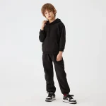 Plain Black Kids Winter Hooded Tracksuits