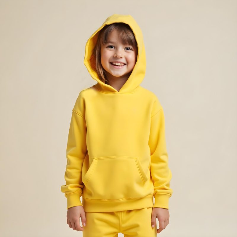 Yellow Winter Hooded Tracksuits For Girls