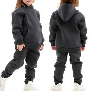 Charcoal Winter Hooded Tracksuits For Girls