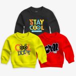 Pack of 3 Stay Chill Dude Printed Sweatshirt For Young Kids