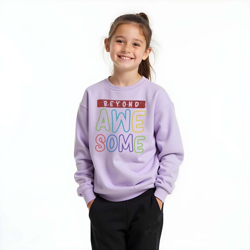 Beyond Awesome Contrast Printed Sweatshirt Tracksuit For Girls