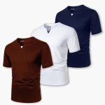 Bundle of 3 Men Casual V Neck Half Sleeve Slim Fit T-Shirt