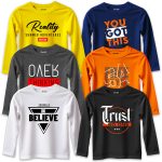 Pack of 6 Trust Believe Style Over Reality Printed Long Sleeve T-shirts For Tween Kids