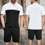 Polo Style Casual Color Block Summer Short Suit For Men