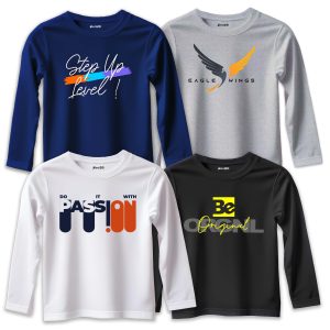 Pack of 4 Original Eagle Passion Level Printed Long Sleeve T-shirts For Tween Kids