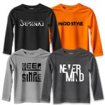 Pack of 4 Original Style Keep Mind Printed Long Sleeve T-shirts For Tween Kids