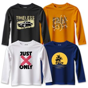 Pack of 4 Just Timeless Style Tree Printed Long Sleeve T-shirts For Tween Kids