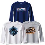 Pack of 3 Gamer Drive Printed Long Sleeve T-shirts For Tween Kids