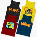 Pack of 4 Wow Kids Cool Pups Kids Printed Tank Tops