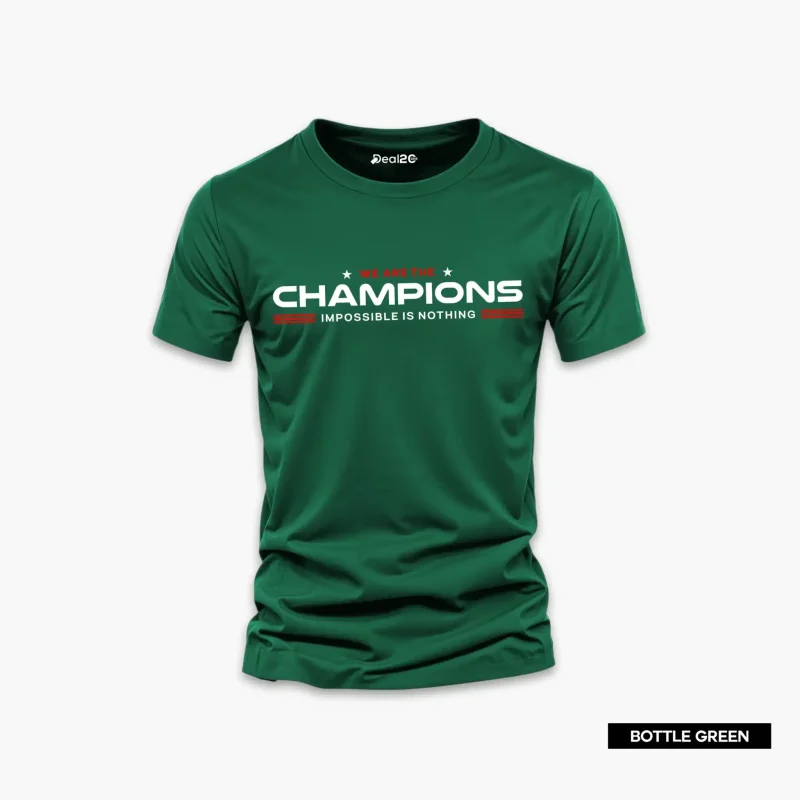161 We Are The Champions Printed Half Sleeve T-Shirt For Men