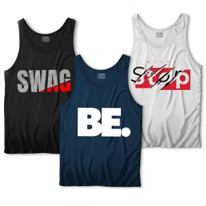 Pack of 3 Be Stop Swag Printed Tank Tops For Mens