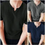 Bundle of 3 Men Waffle Knit Notch Neck T-Shirts