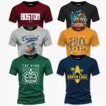 Pack of 6 King Santa Boston Beach Coconut Style Mens Printed T-Shirts