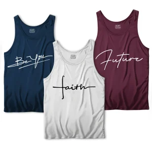 Pack of 3 Faith Be You Future Printed Tank Tops For Mens