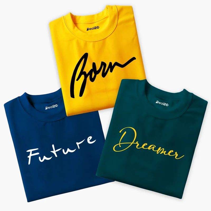 Pack of 3 Born Future Dreamer Printed Summer T-Shirts For Kids