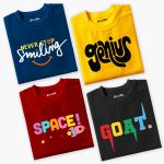 Pack of 4 Kids Goat Genius Space Smiling Printed Summer T-Shirts