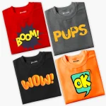 Pack of 4 Kids Wow Pups Boom Printed Summer T-Shirts