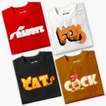 Pack of 4 Fox Rabbit Cat Cock Printed Summer T-Shirts For Kids