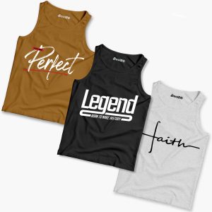 Pack of 3 Perfect Legend Faith Kids Printed Tank Tops