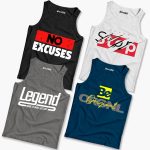 Pack of 4 Stop Excuses Be Legend Kids Printed Tank Tops