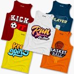 Pack of 5 Kick Run Best Player Ball Kids Printed Tank Tops