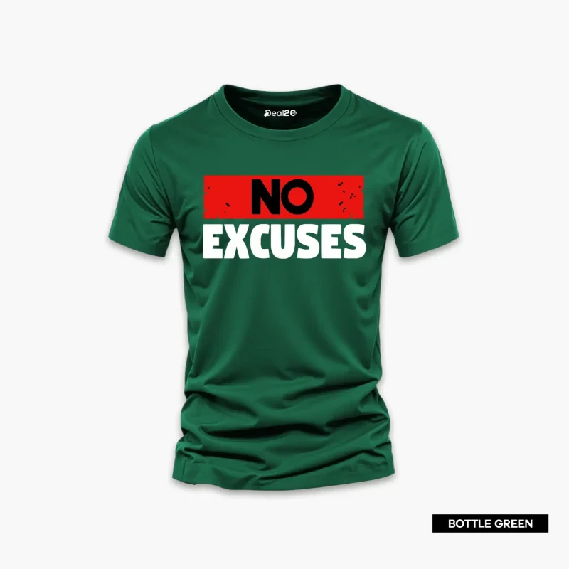 No Excuses Printed Half Sleeve T-Shirt For Men
