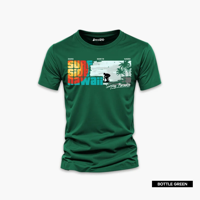 Hawaiin Surfside Printed Half Sleeve T-Shirt For Men