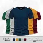 Bundle of 5 Energetic And Modern Basic Half Sleeves T-Shirts For Men