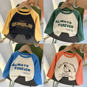 Pack of 4 Smile Always Forever Contrast Printed T-shirts For Young Kids