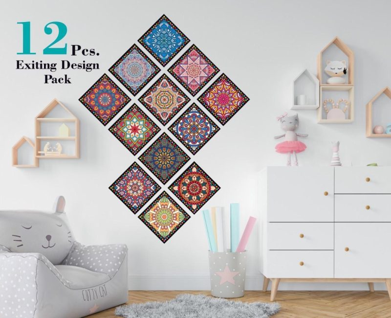 Pack of 12 Tile Stickers for Home Decor