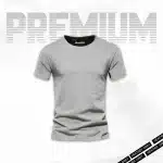 Heather Grey Basic Half Sleeves T-Shirt For Men
