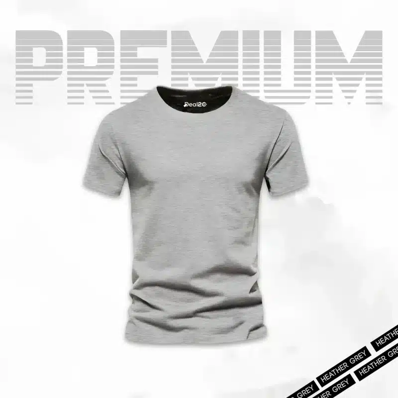 Heather Grey Basic Half Sleeves T-Shirt For Men