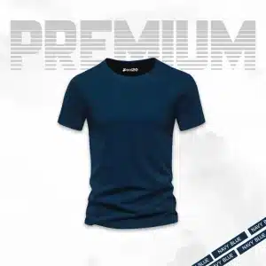 Navy Blue Basic Half Sleeves T-Shirt For Men