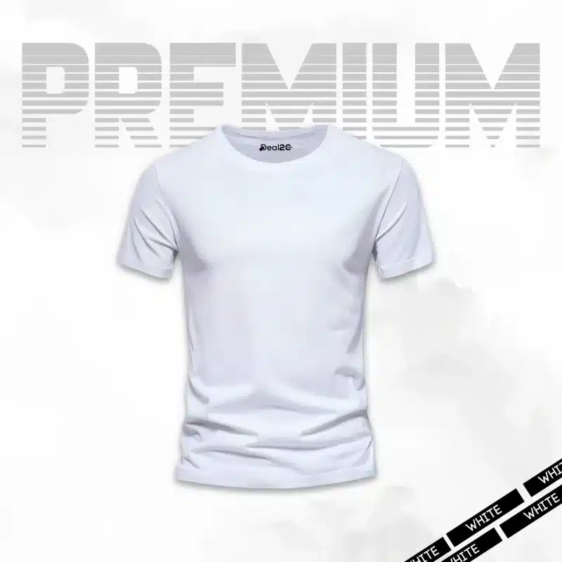 White Basic Half Sleeves T-Shirt For Men