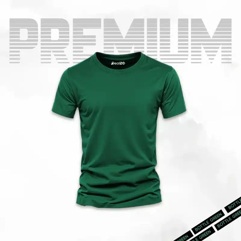 Bottle Green Basic Half Sleeves T-Shirts For Men