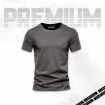 Charcoal Basic Half Sleeves T-Shirt For Men