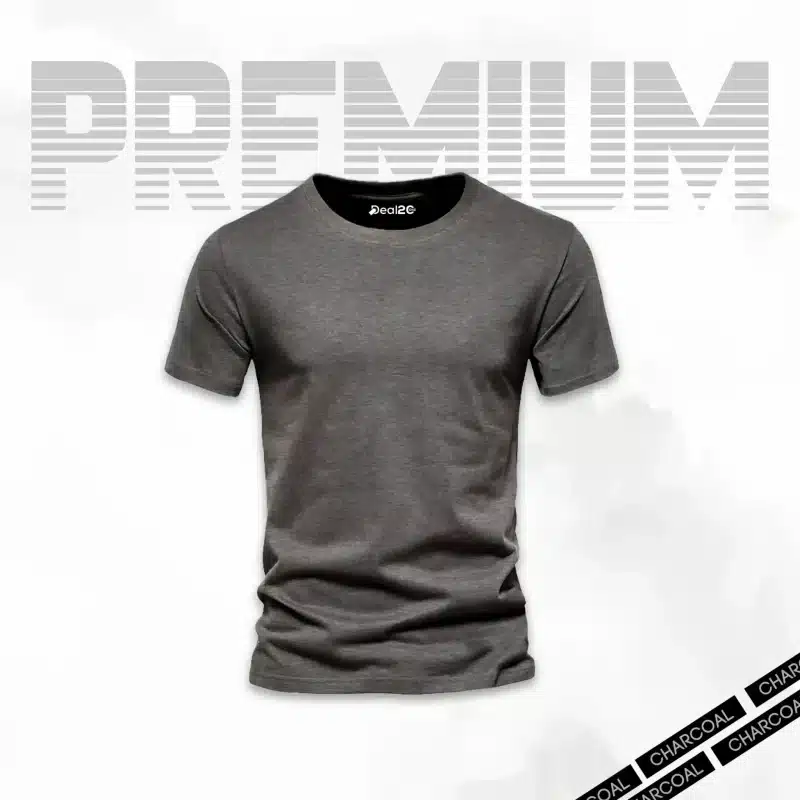 Charcoal Basic Half Sleeves T-Shirt For Men